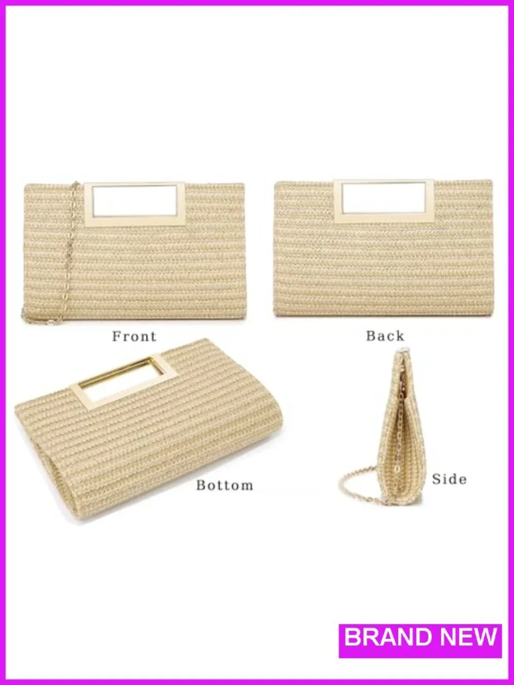 Faux Leather Clutch Purse with Detachable Chain Crossbody Bag Evening Handbag